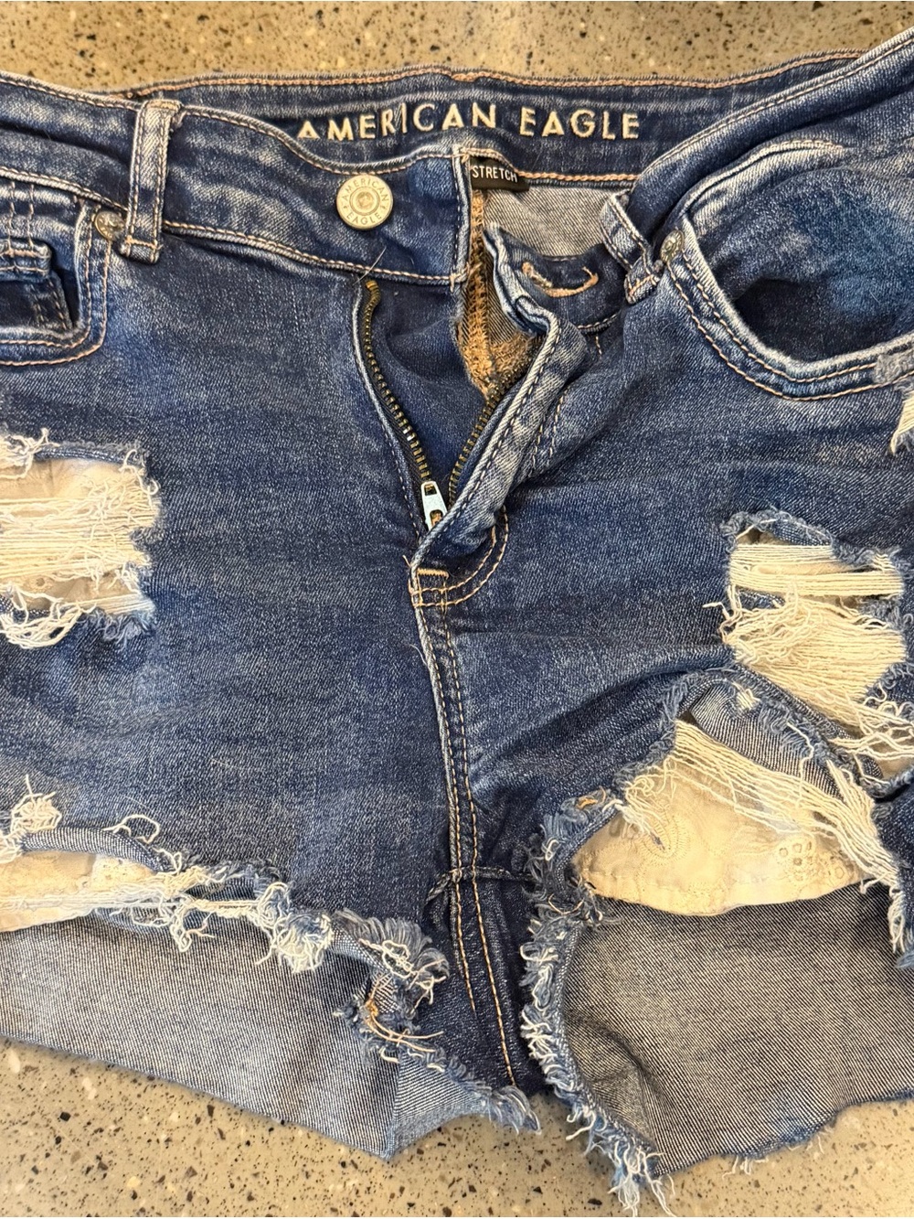 American Eagle Outfitters Blue Distressed Boyfriend Jeans Shorts